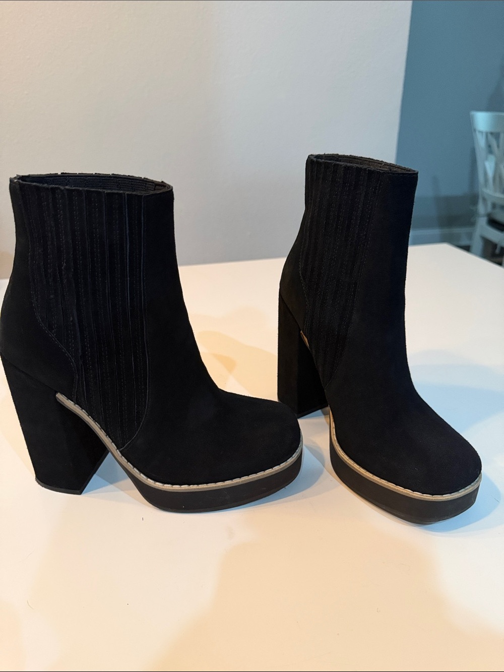 Steve Madden Black Suede Platform Ankle Boots